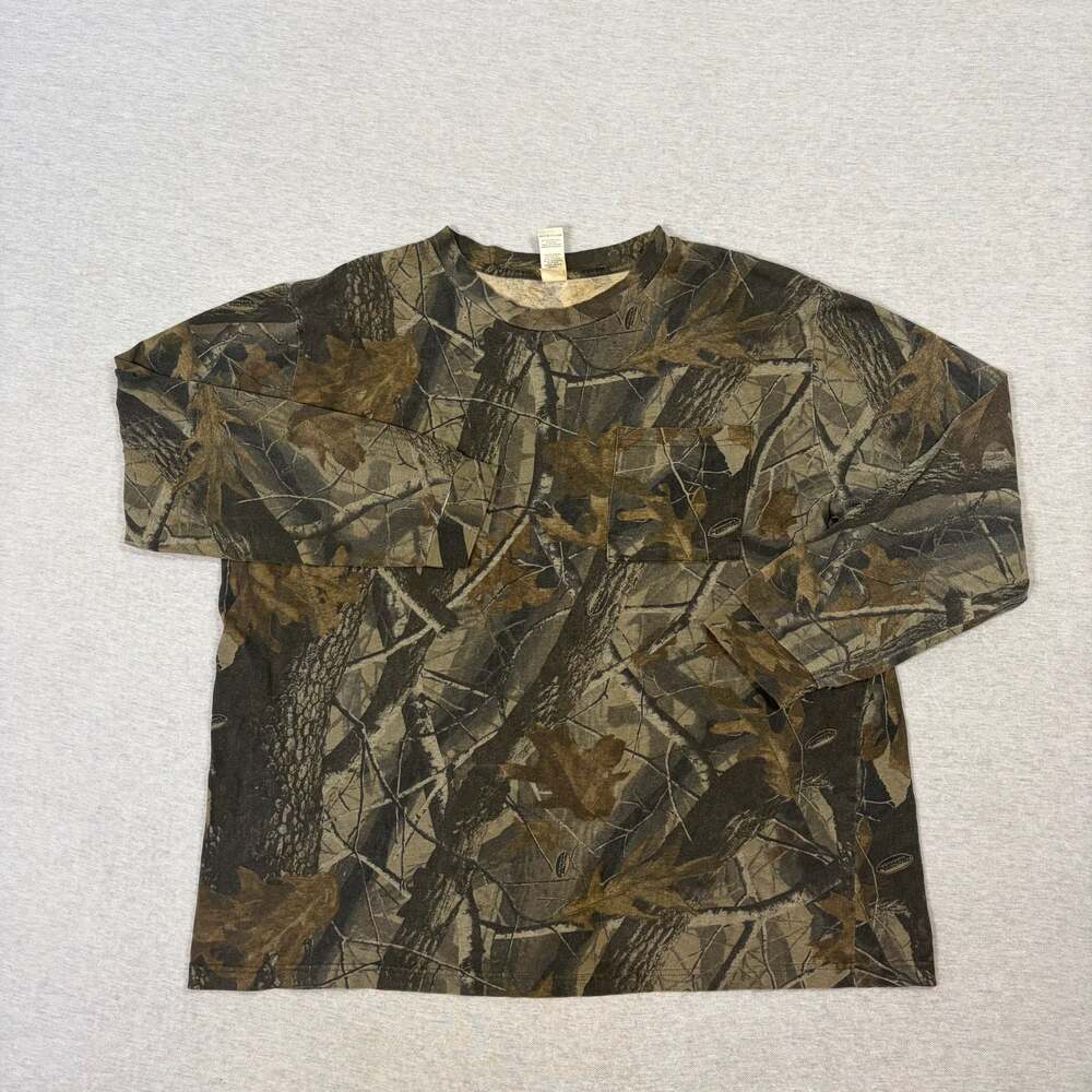 Liberty Mens Realtree Hardwoods Camouflage Long Sleeve Pocket T-Shirt 2XL